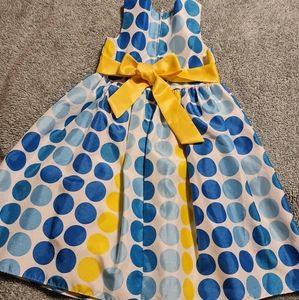 Rare Editions Girls Blue/Yellow Polka Dot Dress